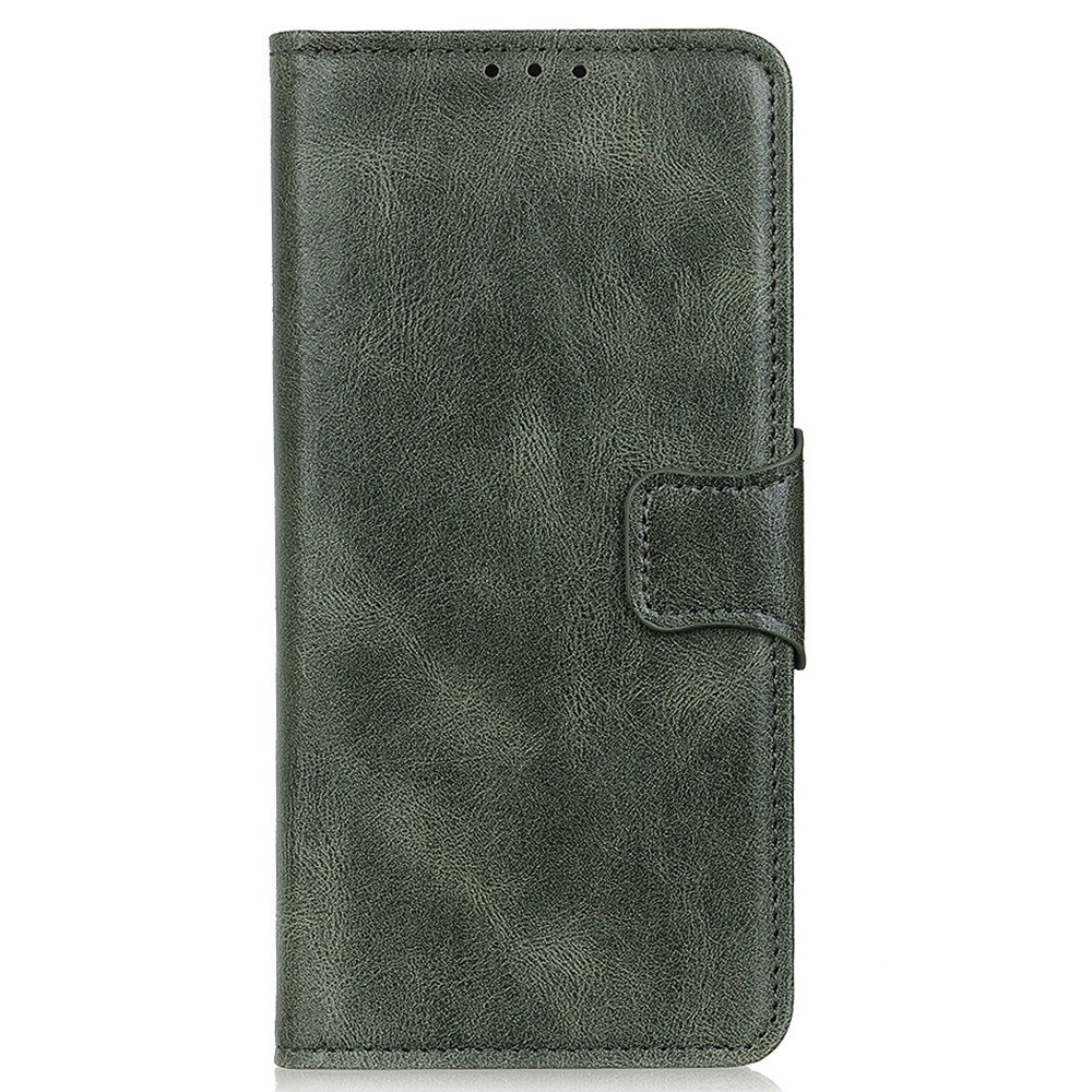 For iPhone 14 Pro Max 6.7 inch Wallet Case Crazy Horse Texture PU Leather Magnetic Closure Stand Function Protective Cover - Blackish Green-7