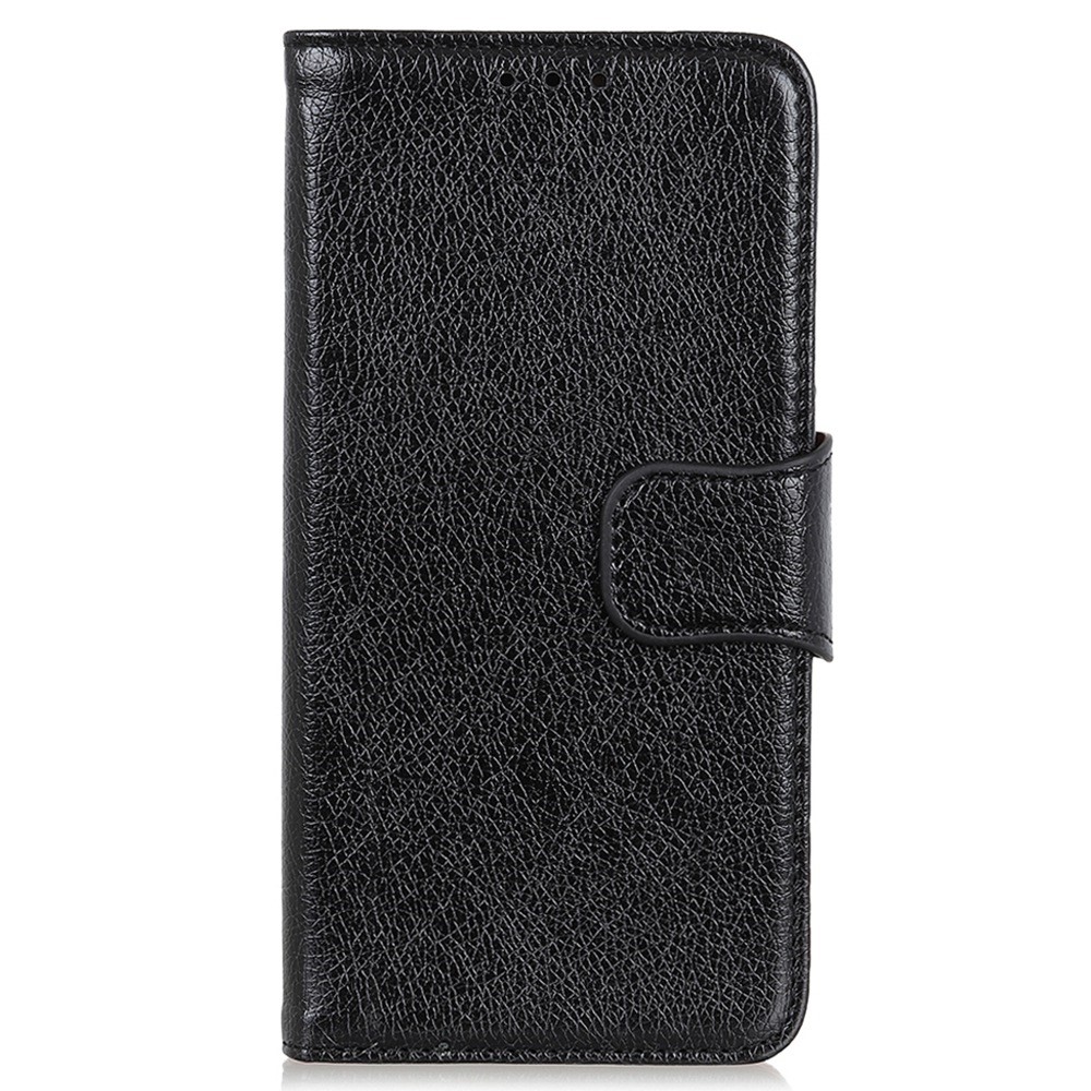 Split Leather Nappa Texture Phone Case for iPhone 14 Max 6.7 inch, Anti-scratch Magnetic Closure Stand Wallet Phone Cover - Black-6