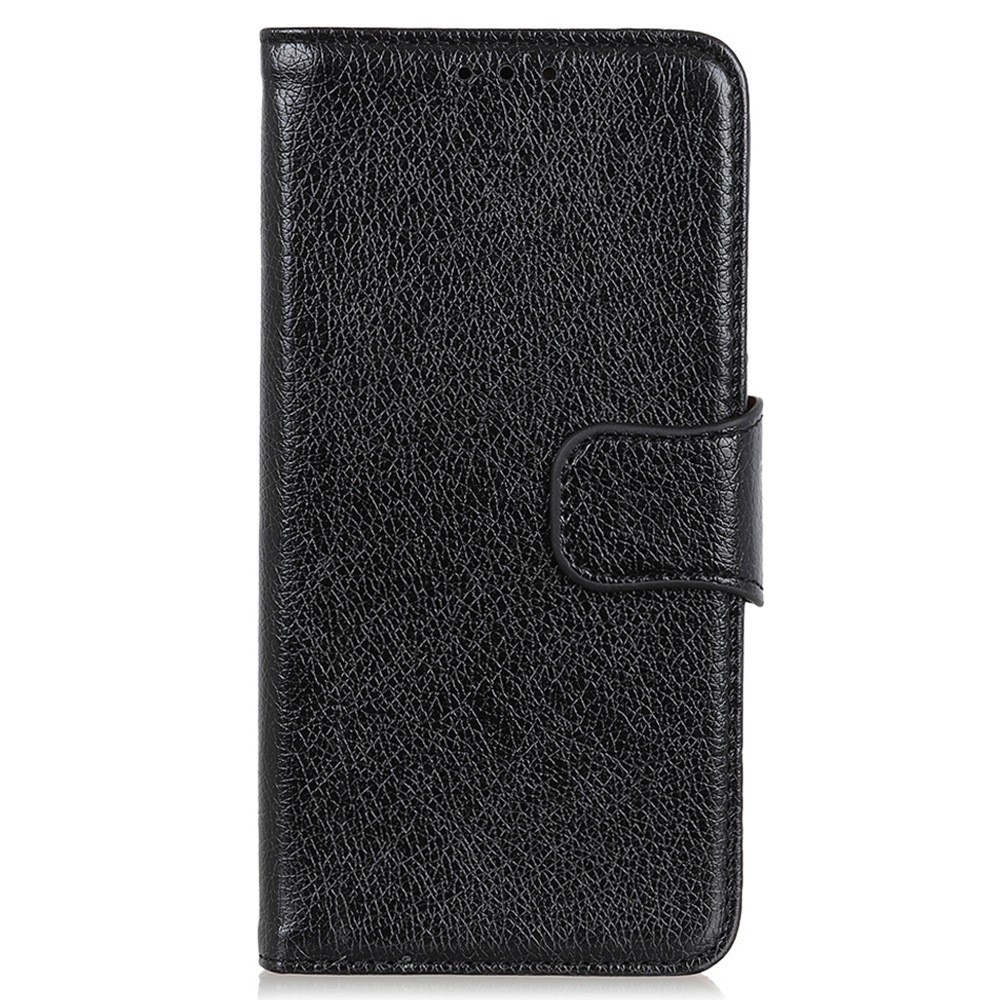 Split Leather Nappa Texture Phone Case for iPhone 14 Plus 6.7 inch, Anti-scratch Magnetic Closure Stand Wallet Phone Cover - Black-6