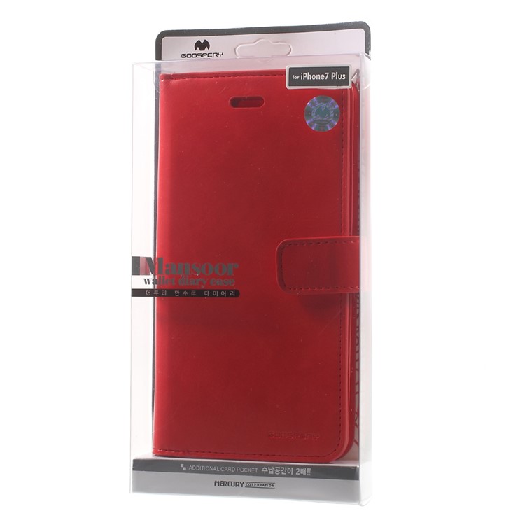 MERCURY GOOSPERY Mansoor Leather Wallet Diary Case for iPhone 8 Plus / 7 Plus 5.5 inch - Red-11