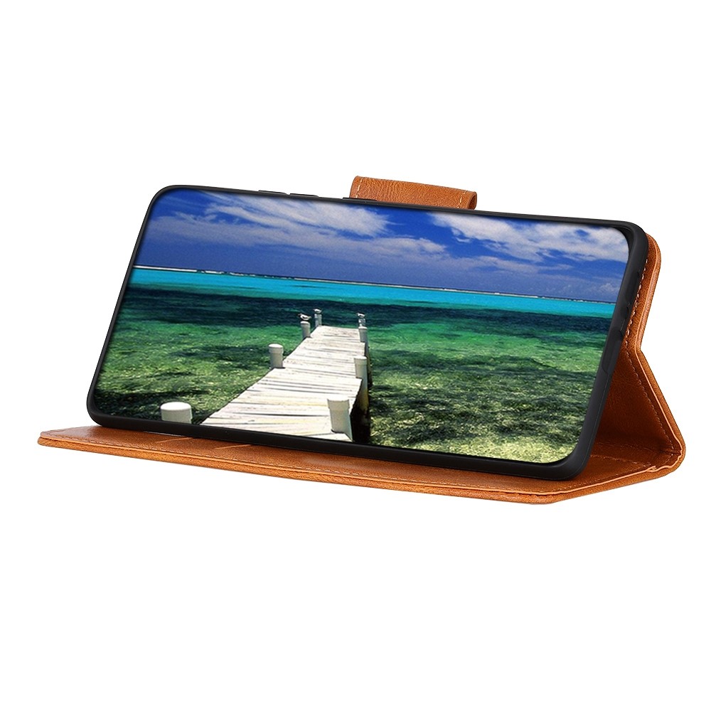 For iPhone 14 6.1 inch Crazy Horse Texture Flip Wallet Case Stand Magnetic Closure PU Leather Full Protective Folio Phone Cover - Brown-2