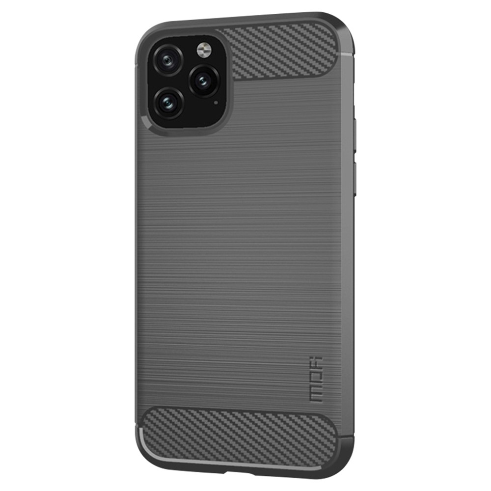 MOFI Brushed Phone Case for iPhone 11 Pro Max 6.5 inch, Carbon Fiber Texture Drop-proof TPU Cover - Grey