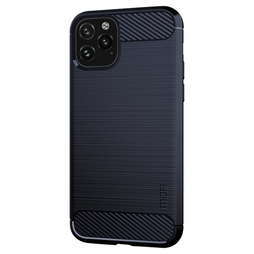 MOFI Brushed Phone Case for iPhone 11 Pro Max 6.5 inch, Carbon Fiber Texture Drop-proof TPU Cover - Blue
