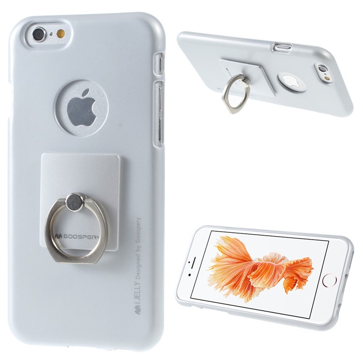 

MERCURY GOOSPERY i JELLY Finger Ring Kickstand TPU Case for iPhone 6s 6 - Silver