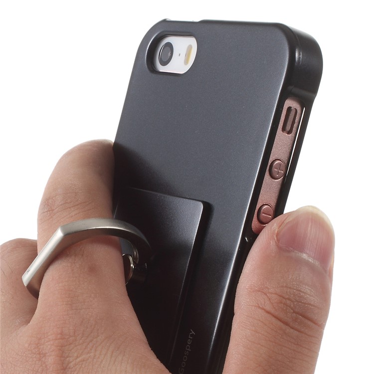 MERCURY GOOSPERY Für Iphone SE 5s 5 Ich JELLY Kickstand Fingerring TPU Fall - Schwarz-6