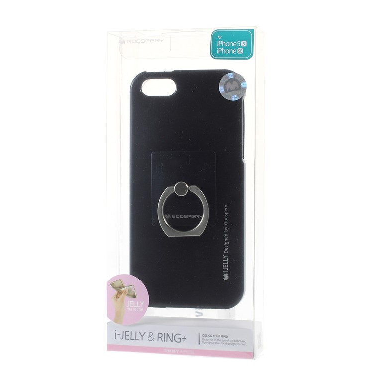MERCURY GOOSPERY Für Iphone SE 5s 5 Ich JELLY Kickstand Fingerring TPU Fall - Schwarz-9