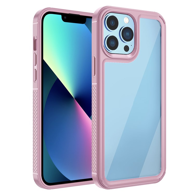 For iPhone 13 Pro Max 6.7 inch Non-slip Lightweight Phone Protective Case Scratch Resistant Phone Cover with Camera Lens Protection - Pink-1