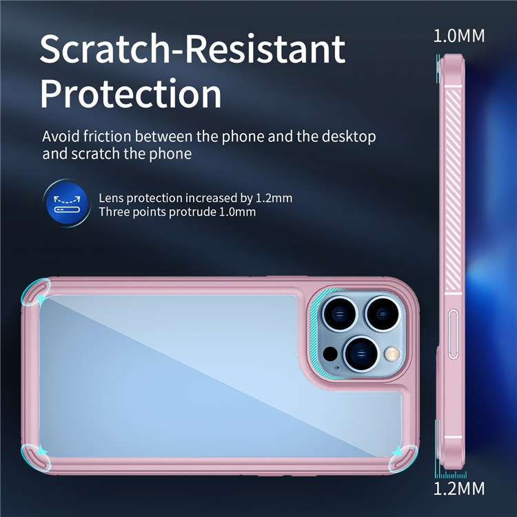 For iPhone 13 Pro Max 6.7 inch Non-slip Lightweight Phone Protective Case Scratch Resistant Phone Cover with Camera Lens Protection - Pink-7
