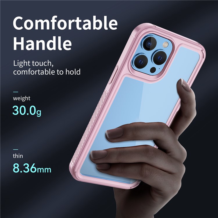 For iPhone 13 Pro Max 6.7 inch Non-slip Lightweight Phone Protective Case Scratch Resistant Phone Cover with Camera Lens Protection - Pink-8