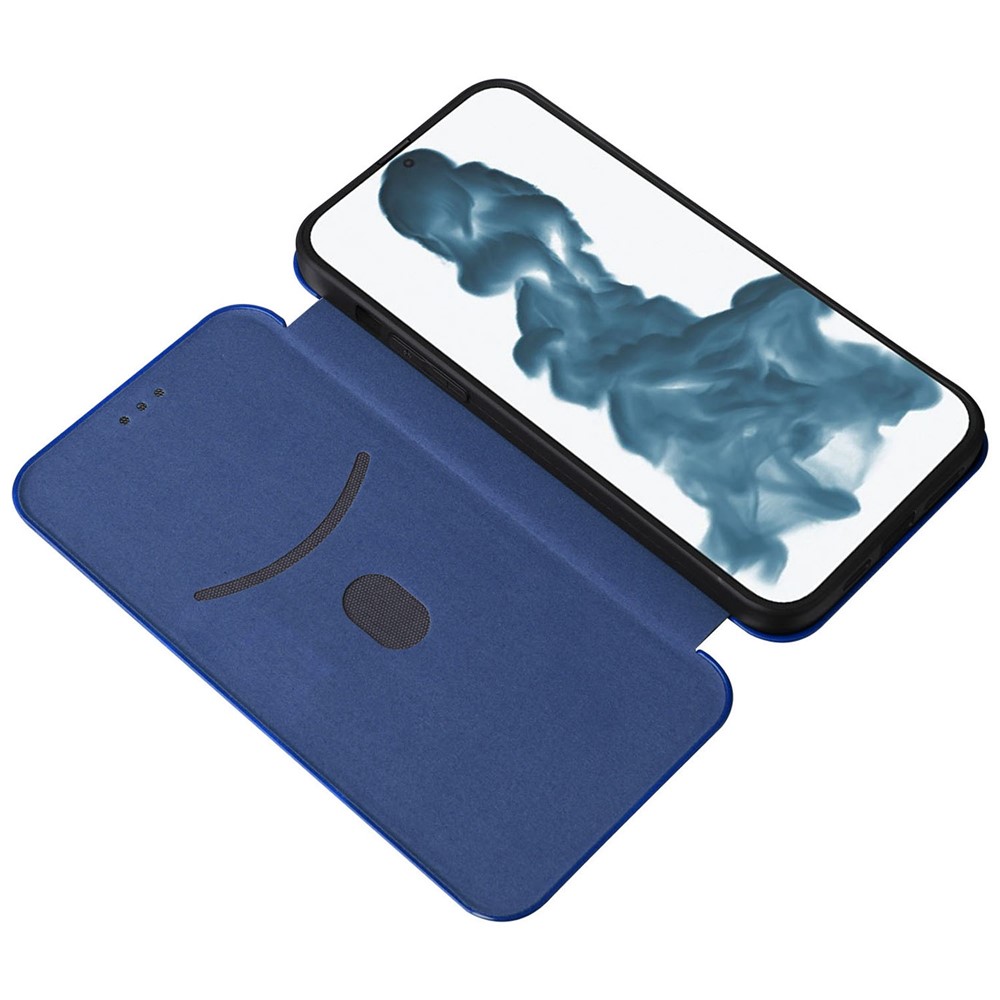 For iPhone 14 Pro Max 6.7 inch Anti-scratch Phone Cover with Card Slot Folio Stand Book Case Magnetic Absorption Carbon Fiber Texture PU Leather Flip Cover - Blue-4