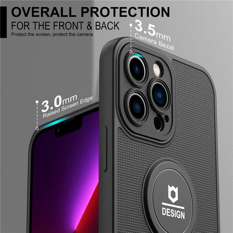 For iPhone 13 Pro 6.1 inch Full Protection Lightweight Phone Case Drop-proof Cellphone Cover with Kickstand - Black-3