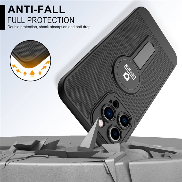 For iPhone 13 Pro 6.1 inch Full Protection Lightweight Phone Case Drop-proof Cellphone Cover with Kickstand - Black-6