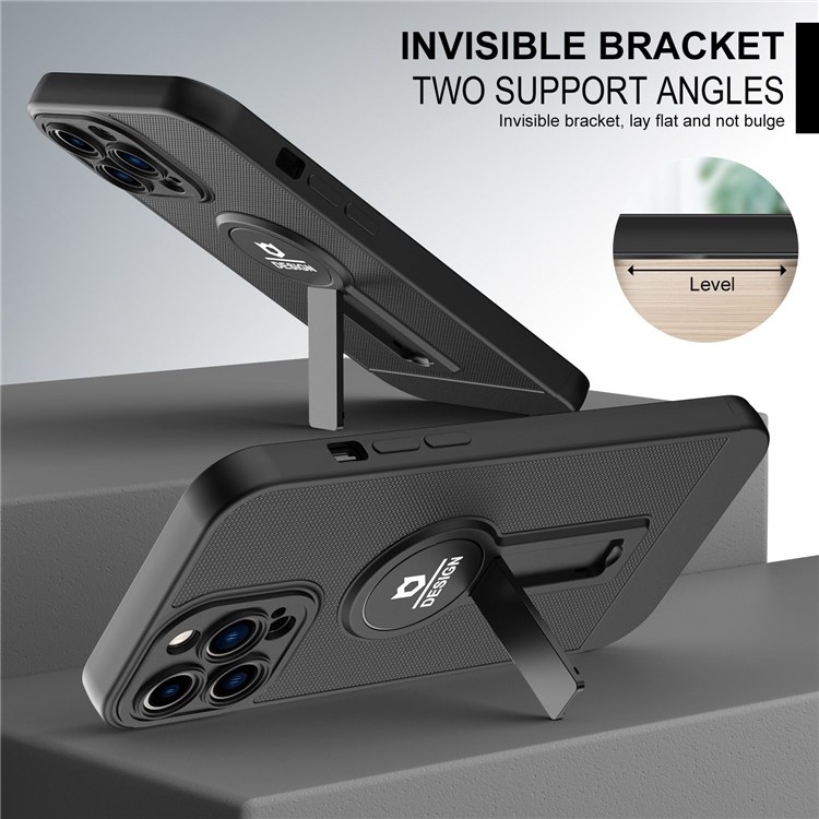 For iPhone 13 Pro 6.1 inch Full Protection Lightweight Phone Case Drop-proof Cellphone Cover with Kickstand - Black-7