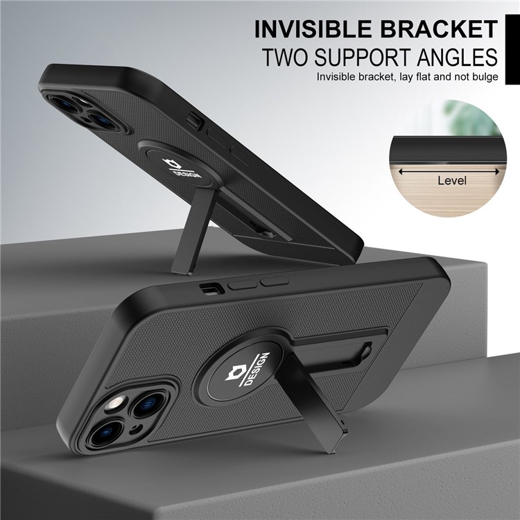 For iPhone 13 6.1 inch PC+TPU Phone Case Anti-fall Cellphone Cover with Detachable Lens Protector Phone Protective Shell with Kickstand - Black-7