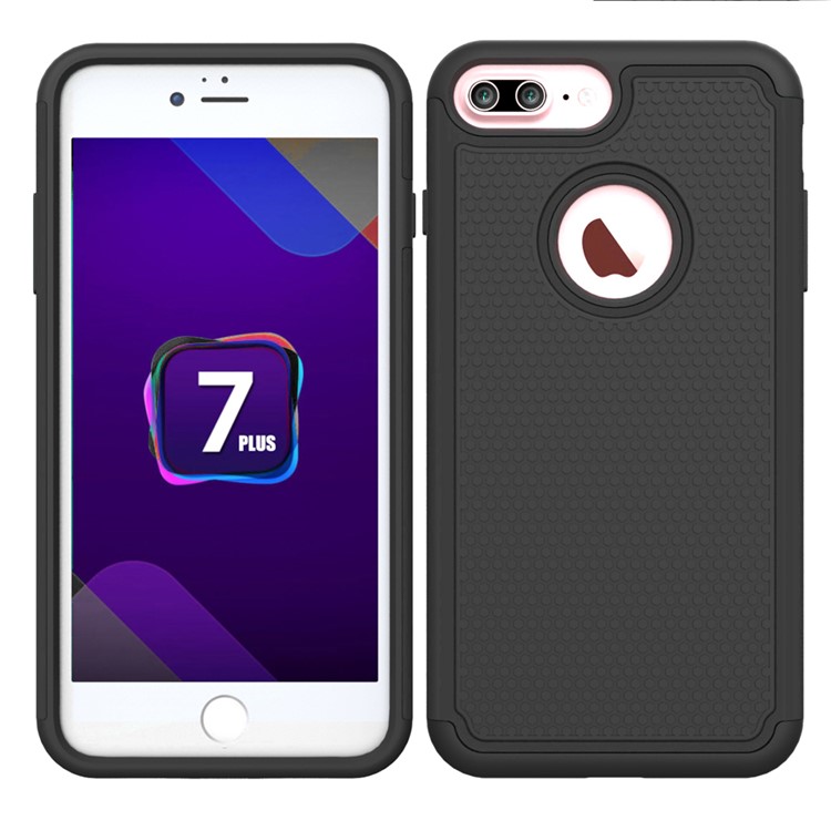 

Football Grain PC + Silicone Hybrid Case for iPhone 8 Plus / 7 Plus 5.5 inch - Black, iPhone 8 Plus