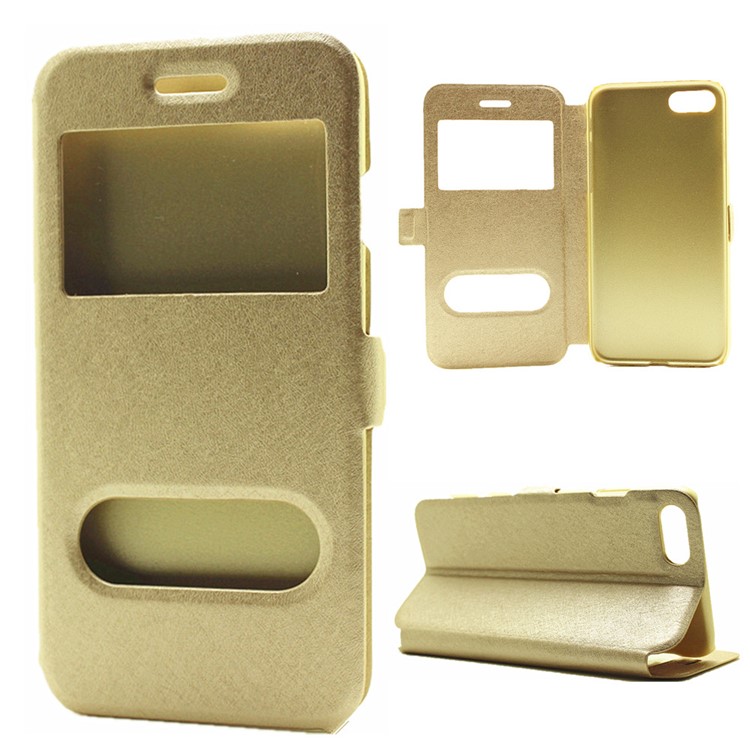 

Silk Texture Stand Leather Cover for iPhone 7 - Gold, iPhone 7 4.7 inch