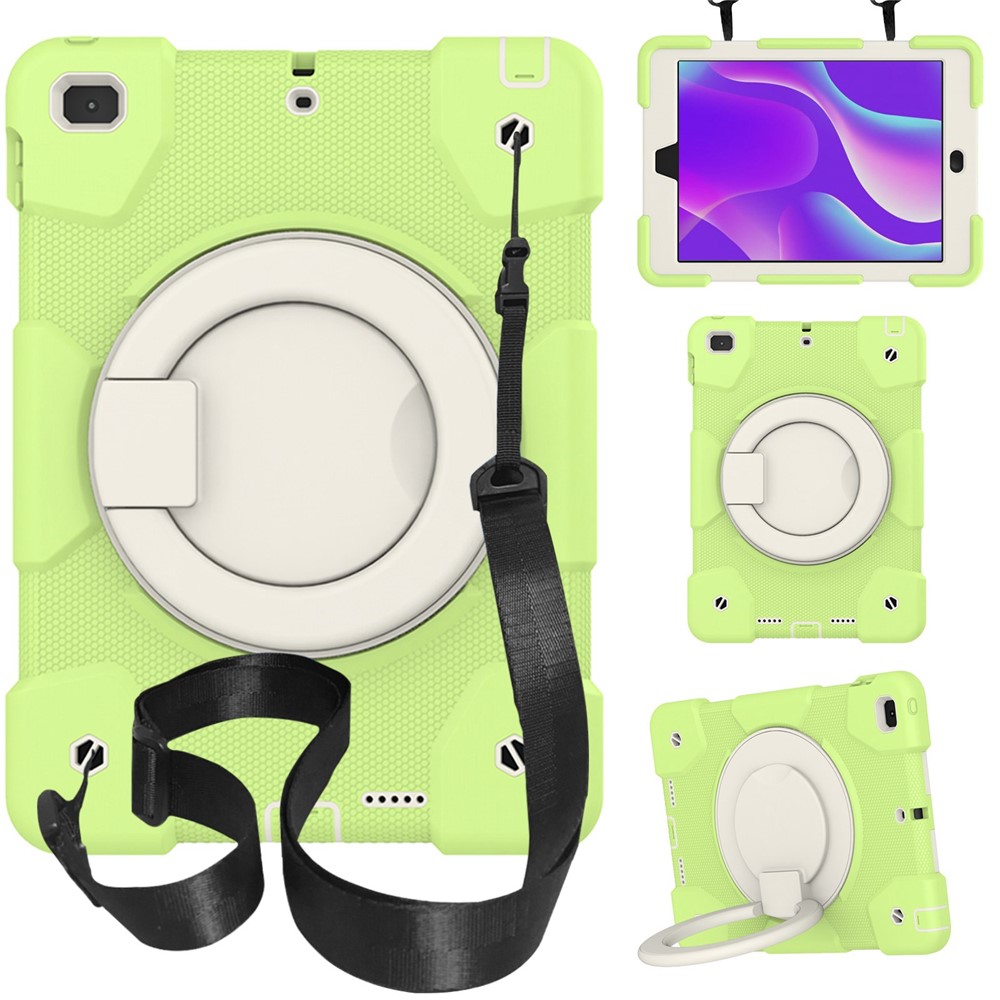 Kickstand Protective Case for iPad 9.7-inch (2018)/(2017)/iPad Air 2, Impact Resistant PC + Silicone Hybrid Cover with Shoulder Strap - Matcha Green