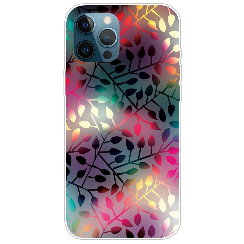 Soft TPU Slim Phone Case for iPhone 14 Pro 6.1 inch, Scratch-resistant IMD Pattern Printing Smartphone Cover - Treasures Leaves-1