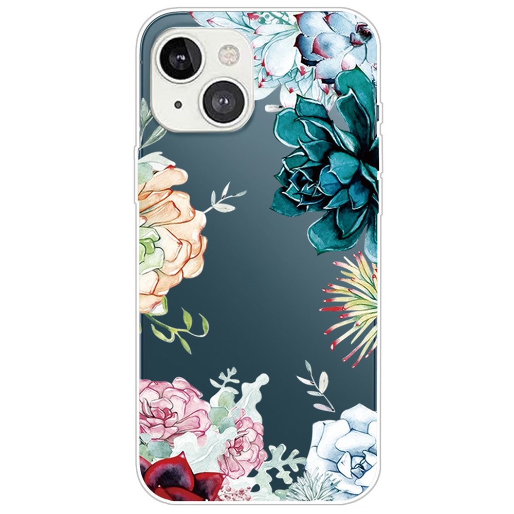 Flexible TPU Slim Phone Case for iPhone 14 Max 6.7 inch, Pattern Printing IMD Anti-drop Phone Back Cover - Flower-1