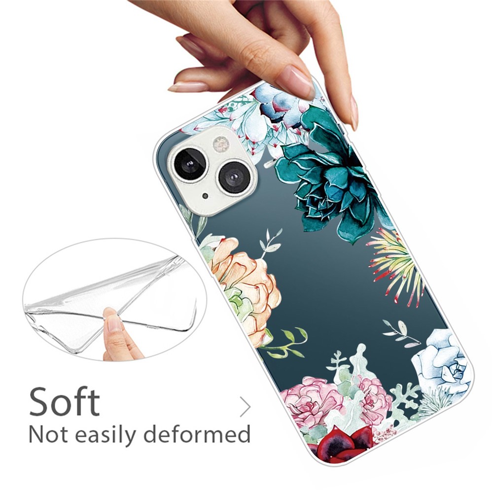 Flexible TPU Slim Phone Case for iPhone 14 Max 6.7 inch, Pattern Printing IMD Anti-drop Phone Back Cover - Flower-2