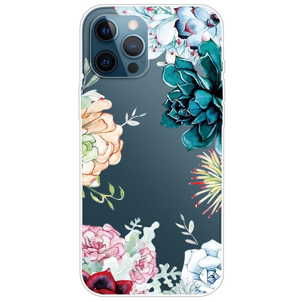 IMD Pattern Printing Phone Case for iPhone 14 Pro 6.1 inch, Anti-scratch Soft TPU Back Cover - Flower-1