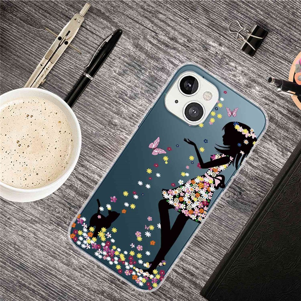 Flexible TPU Case for iPhone 14 Max 6.7 inch, Style Pattern Printing IMD Unfading Protective Phone Cover - Flower Fairy-3