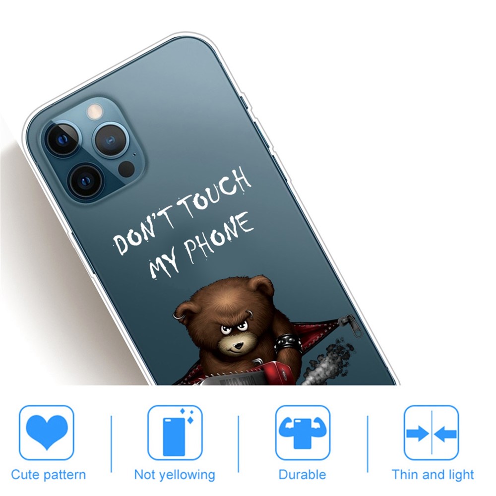 Soft TPU Phone Cover for iPhone 14 Pro 6.1 inch, Pattern Printing IMD Slim Light Phone Case - Don't Touch My Phone-3