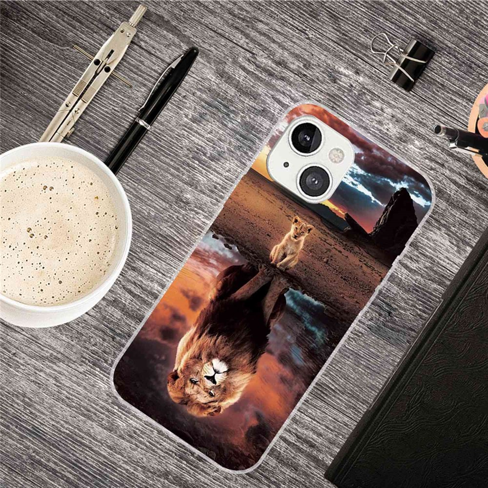 Flexible TPU Anti-drop Phone Case for iPhone 14 Max 6.7 inch, Pattern Printing IMD Shockproof Protective Cover - Lion-3