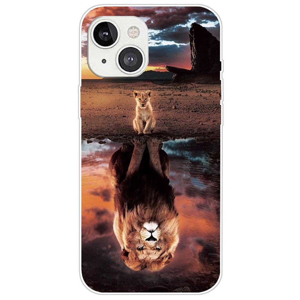 Pattern Printing IMD TPU Case for iPhone 14 6.1 inch, Drop-proof Phone Protective Back Cover - Lion-1