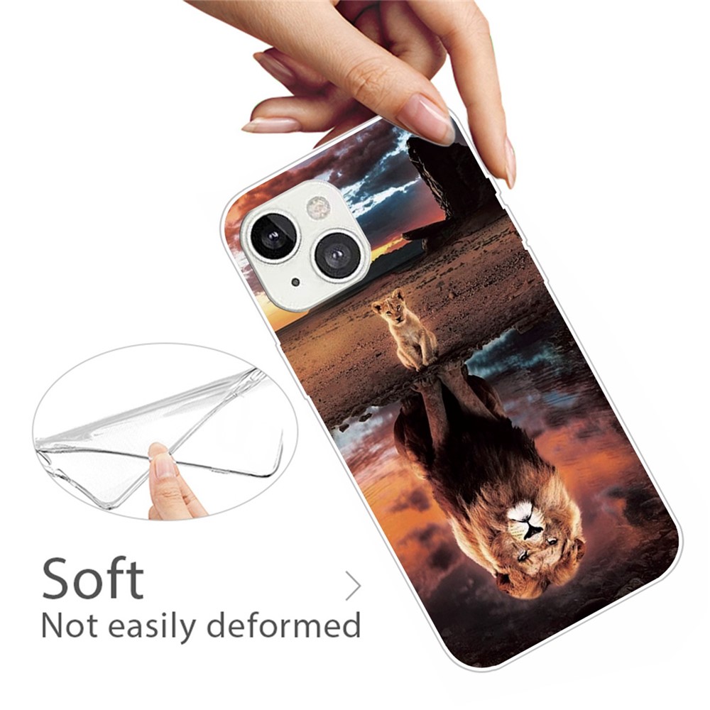 Pattern Printing IMD TPU Case for iPhone 14 6.1 inch, Drop-proof Phone Protective Back Cover - Lion-2