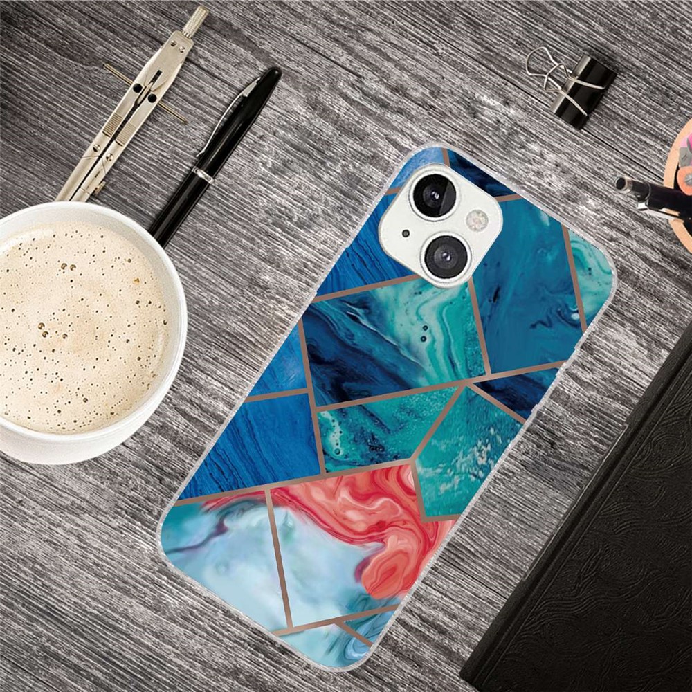 For iPhone 14 Max 6.7 inch B Style Marble Pattern Design IMD Phone Case Soft TPU Shockproof Protective Cover - Style A-3