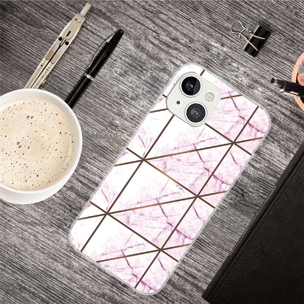 For iPhone 14 Max 6.7 inch B Style TPU Phone Shell Marble Pattern IMD Shockproof Back Cover - Style A-3