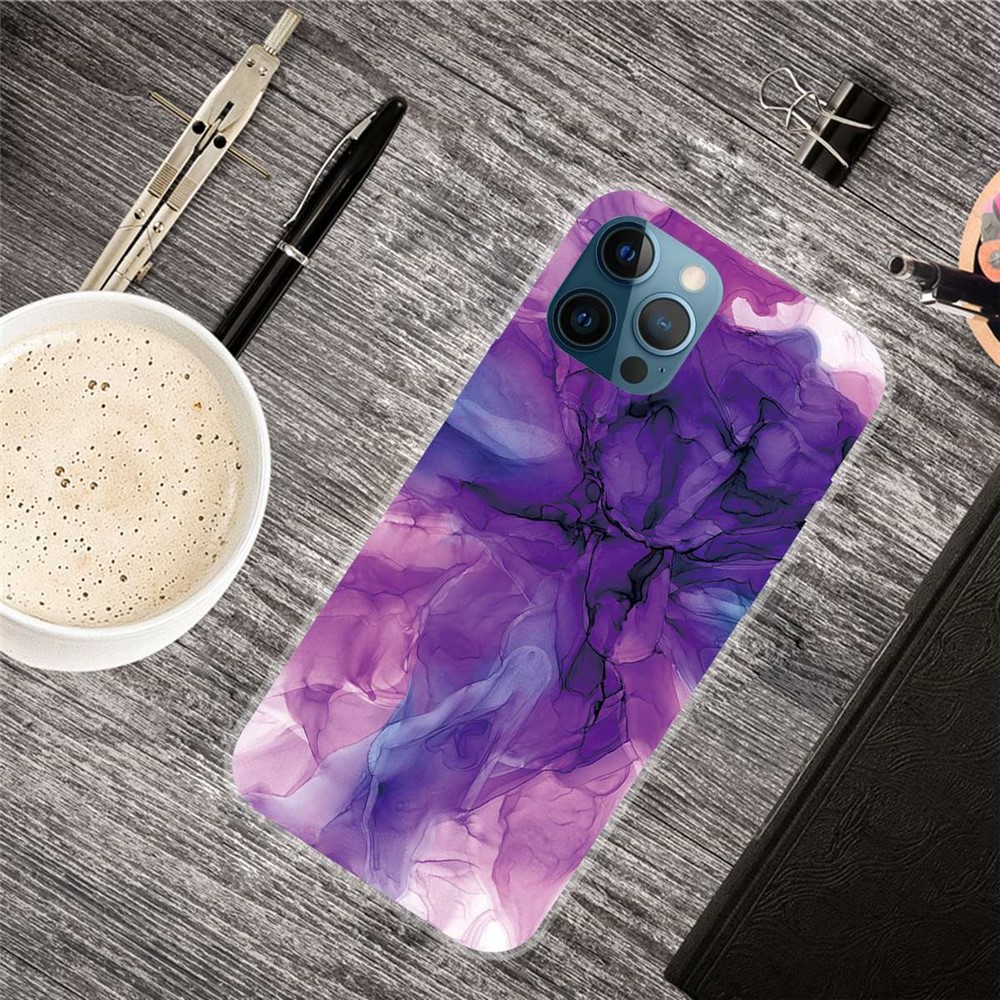 For iPhone 14 Pro 6.1 inch Abstract Marble Pattern Case Soft TPU Anti-Scratch Protective IMD Phone Cover - Style A-4