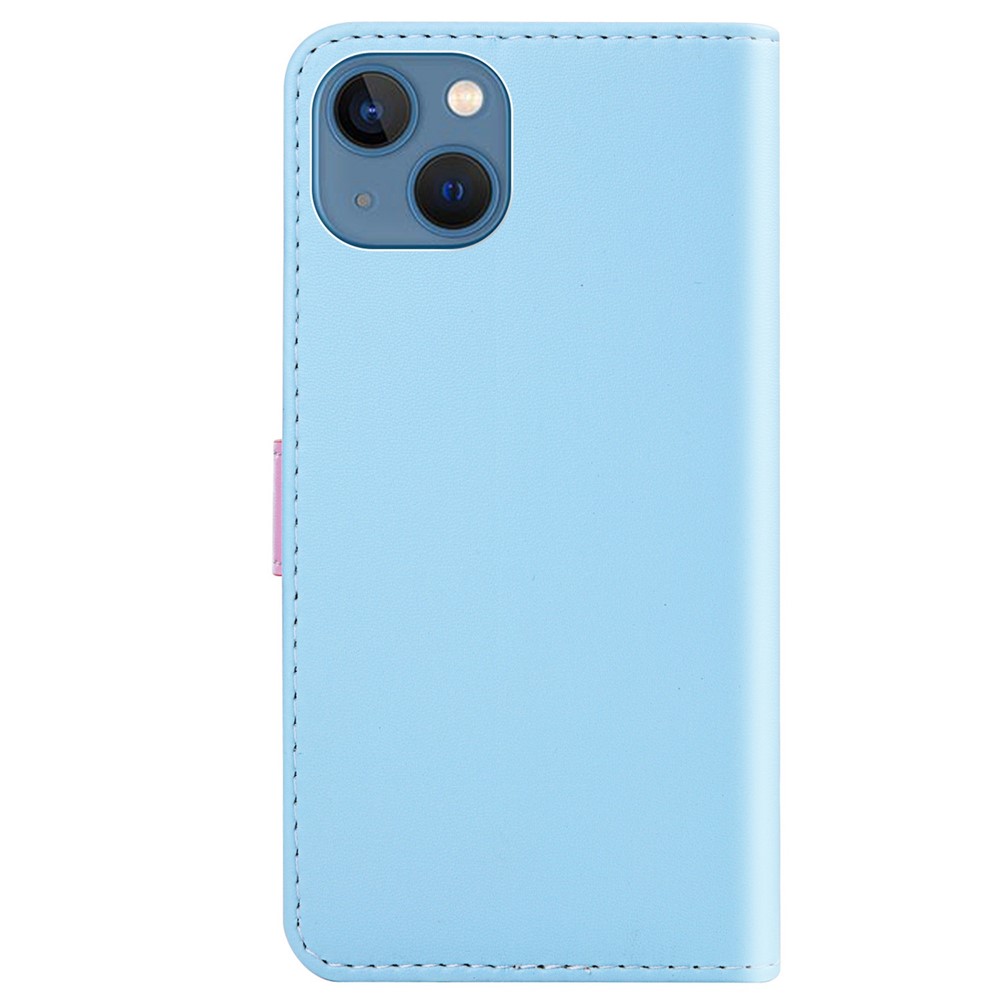 Three-color Splicing PU Leather Cover for iPhone 14 Max 6.7 inch, Magnetic Clasp Phone Case with Stand Wallet - Blue/Purple/Grey-8