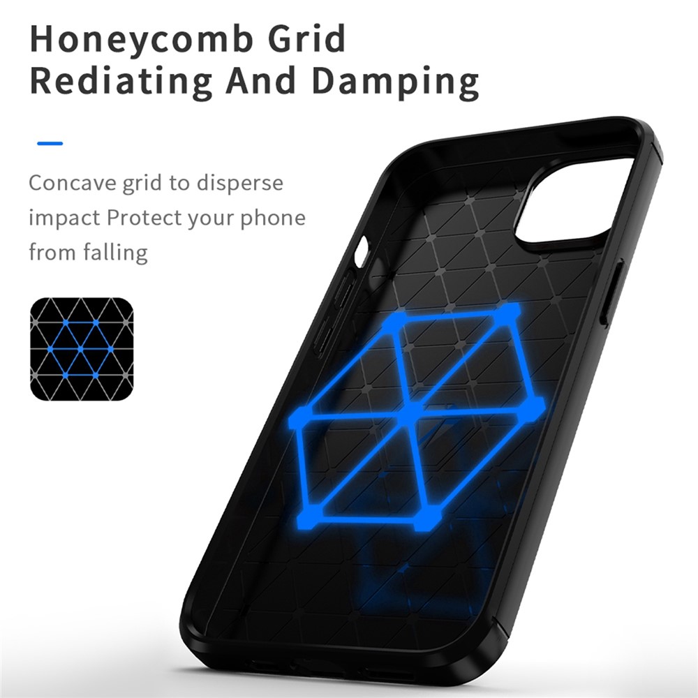 MOFI for iPhone 14 6.1 inch Wear-resistant Drop-proof TPU Protector Brushed Surface Carbon Fiber Phone Case Cover - Black-7