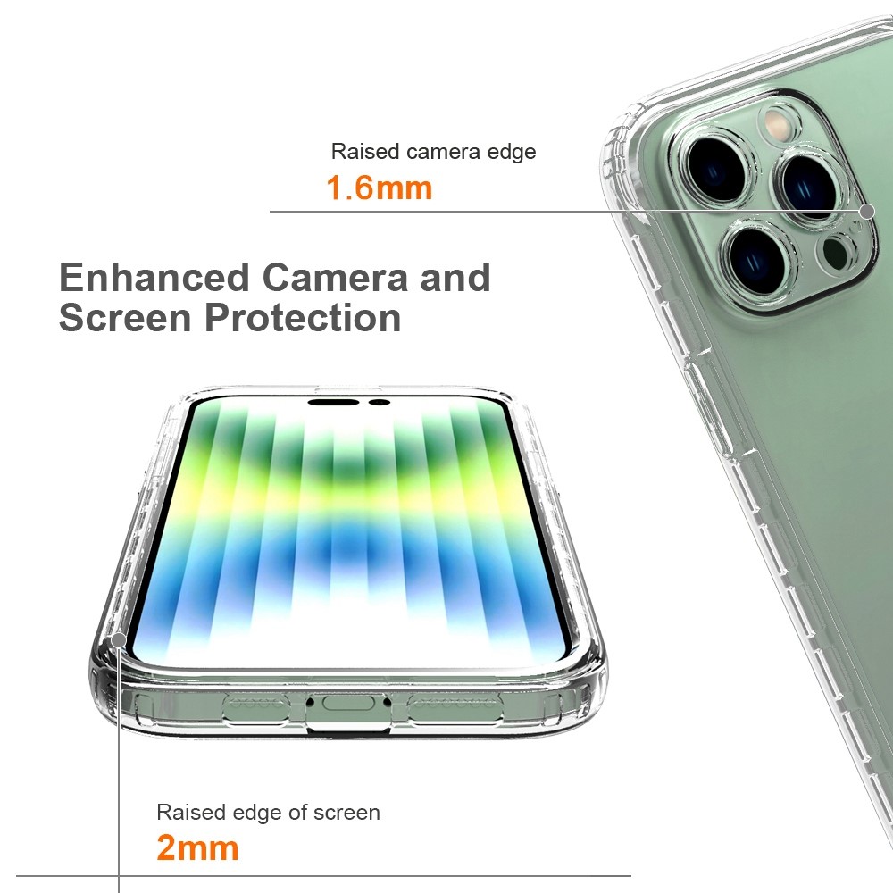 For iPhone 14 Pro 6.1 inch 3-in-1 Hybrid PC + TPU All-around Protection Cover Gradient Wear-resistant Mobile Phone Case with PET Screen Protector - Transparent-3