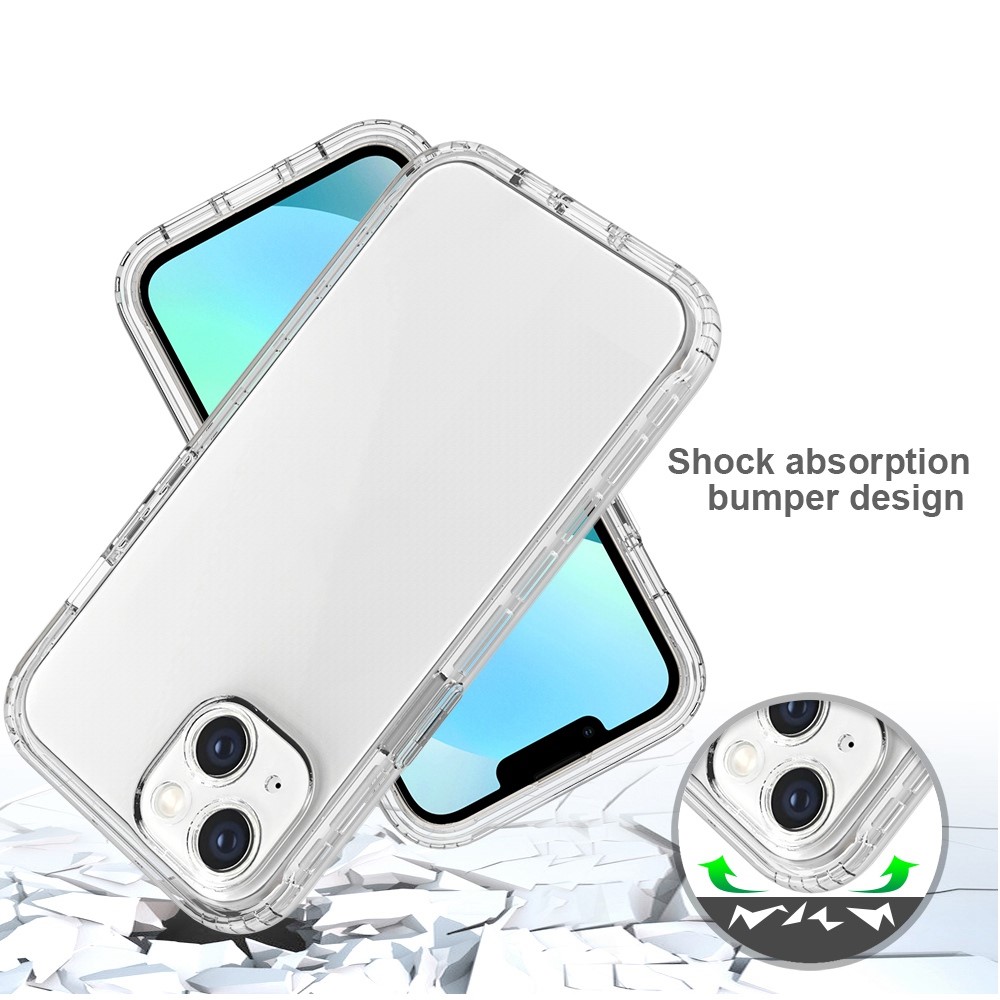 For iPhone 14 Max 6.7 inch 3-in-1 Hybrid PC + TPU Full Body Protection Cover Gradient Scratch-resistant Phone Shell Case with PET Screen Protector - Transparent-4