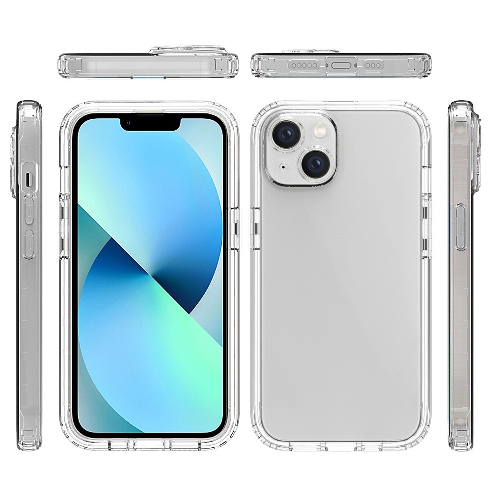 For iPhone 14 Max 6.7 inch 3-in-1 Hybrid PC + TPU Full Body Protection Cover Gradient Scratch-resistant Phone Shell Case with PET Screen Protector - Transparent-6