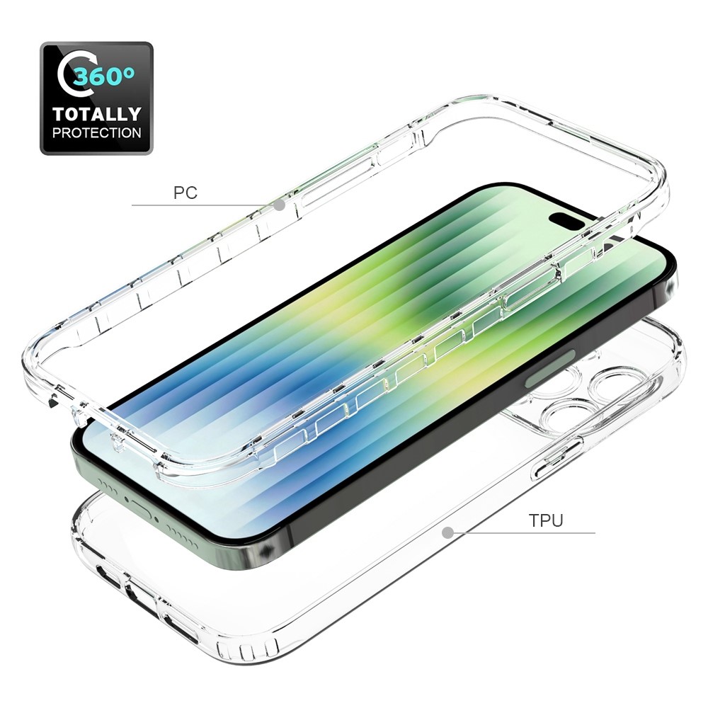 For iPhone 14 Pro Max 6.7 inch Transparent TPU + PC Hybrid Case Stylish Gradient Color Shockproof Phone Cover - Transparent-2