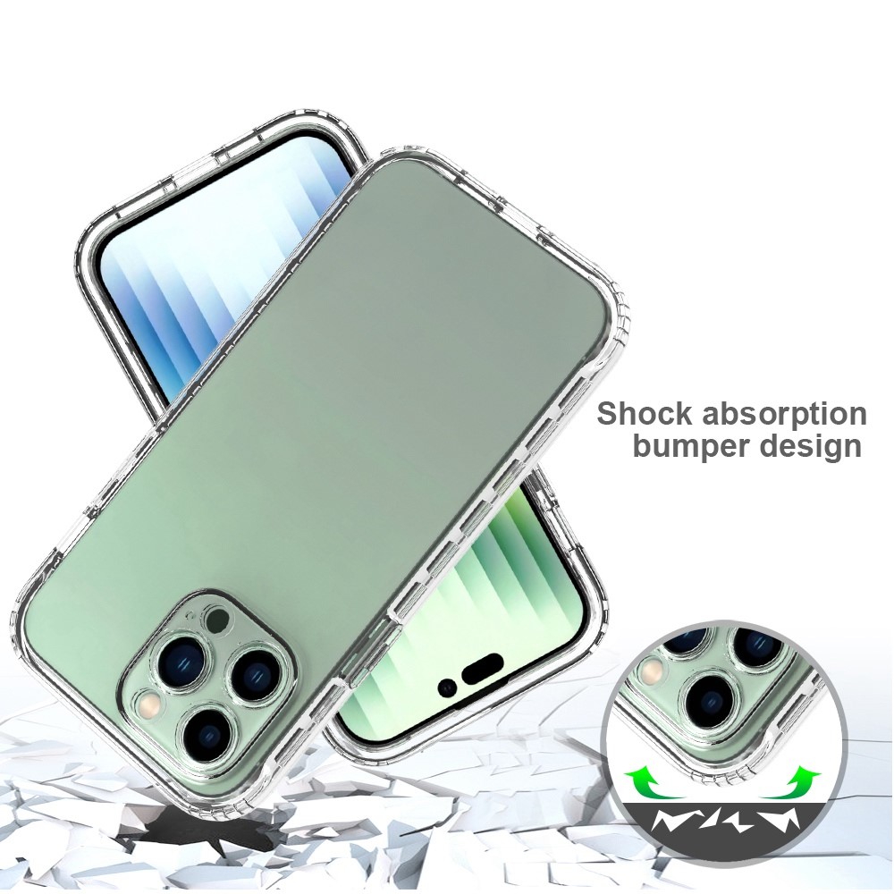 For iPhone 14 Pro Max 6.7 inch Transparent TPU + PC Hybrid Case Stylish Gradient Color Shockproof Phone Cover - Transparent-4