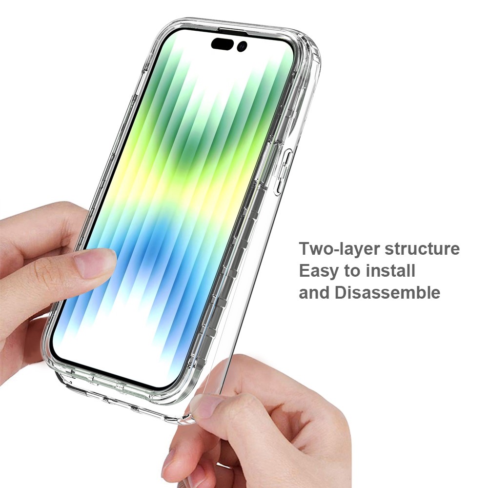 For iPhone 14 Pro Max 6.7 inch Transparent TPU + PC Hybrid Case Stylish Gradient Color Shockproof Phone Cover - Transparent-5