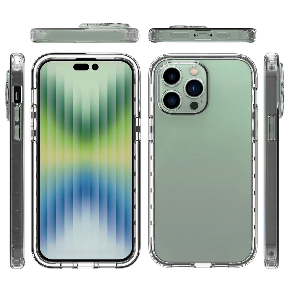 For iPhone 14 Pro Max 6.7 inch Transparent TPU + PC Hybrid Case Stylish Gradient Color Shockproof Phone Cover - Transparent-6