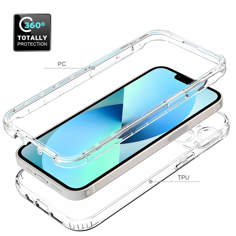 For iPhone 14 6.1 inch Scratch-resistant Anti-drop Transparent TPU + PC Hybrid Case Gradient Color Phone Shell - Transparent-2