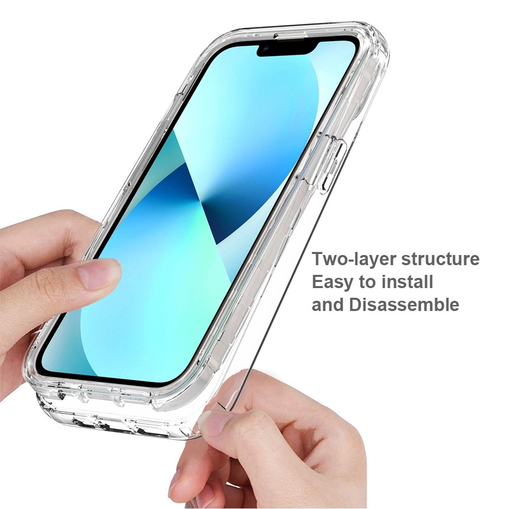For iPhone 14 6.1 inch Scratch-resistant Anti-drop Transparent TPU + PC Hybrid Case Gradient Color Phone Shell - Transparent-5