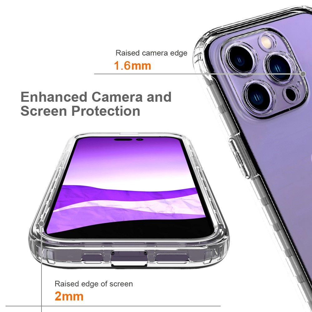 For iPhone 14 Pro 6.1 inch Wear-resistant Shockproof Transparent TPU + PC Hybrid Case Gradient Color Cell Phone Shell - Transparent-2