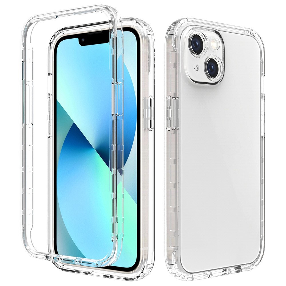 For iPhone 14 Max 6.7 inch Well-protected Transparent TPU + PC Hybrid Case Gradient Color Mobile Phone Cover - Transparent-1