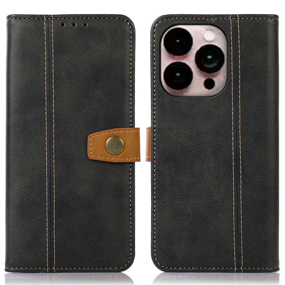 For iPhone 14 Pro Max 6.7 inch PU Leather Flip Folio Case Wallet Style Stand Shockproof TPU Inner Shell Phone Cover - Black-1
