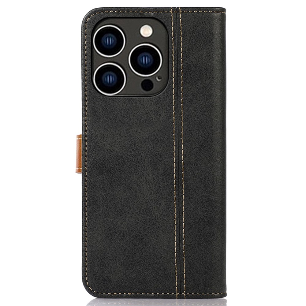 For iPhone 14 Pro 6.1 inch Wallet Case PU Leather Stand Magnetic Protective Folio Flip Cover - Black-7