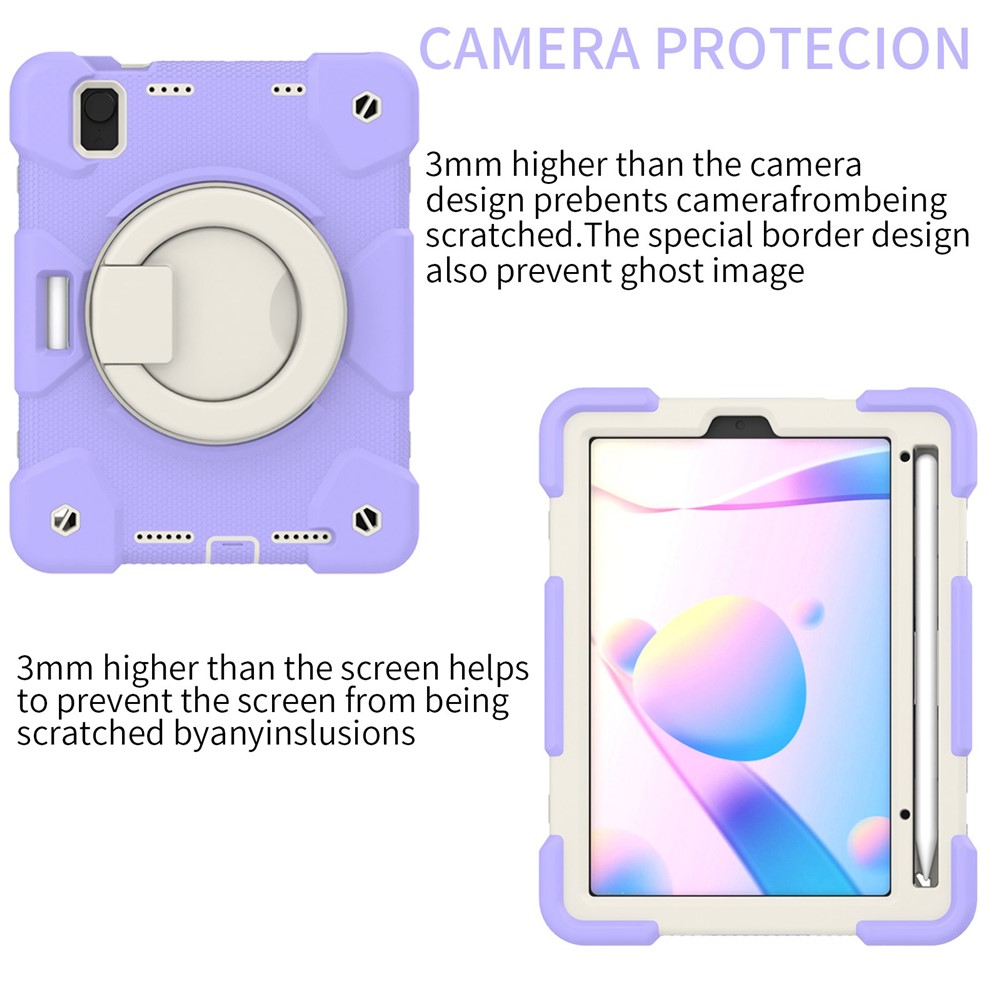For iPad mini (2021) Case Hard PC + Soft Silicone Shockproof Kickstand Cover with Pencil Holder and Shoulder Strap - Taro Purple-4
