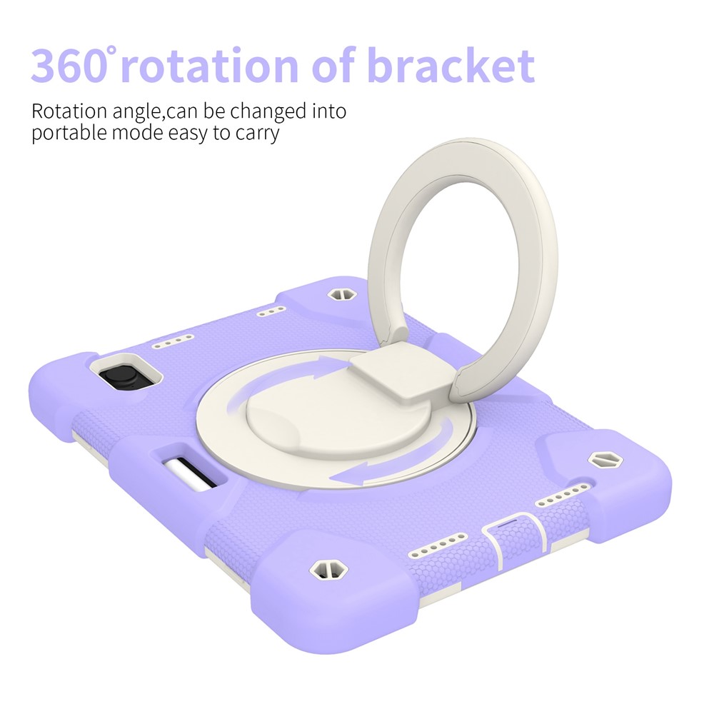 For iPad mini (2021) Case Hard PC + Soft Silicone Shockproof Kickstand Cover with Pencil Holder and Shoulder Strap - Taro Purple-5